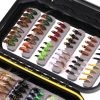 Kylebooker Fishing Dry Wet Flies Scud Nymph Midge Larvae Fishing Bait Box Trout Fishing Fly Hook Lures Carp Artificial Bait