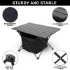 YSSOA Portable Folding Aluminum Alloy Table with High-Capacity Storage and Carry Bag for Camping; Traveling; Hiking; Fishing; Beach; BBQ; Large; Black