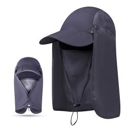 VisBeaut Sun Hat; Fishing Cap; Baseball Cap; Neck Cover With Face Mask For Outdoor Sports (Color: Khaki)