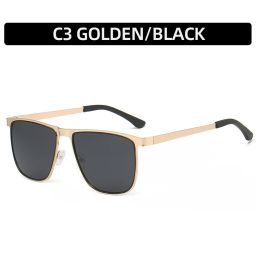 Fashion Polarized Square Sunglasses Women Glasses Retro Sunglass Men Luxury Designer Eyewear UV400 Sun Glass Greem Brown Shades (Lens Color: gold black)