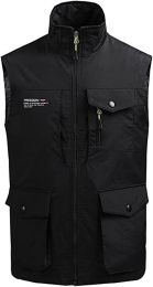 Men's Multi-pocket Casual Quick Dry Vest Photography Fishing Outdoor Vest (size: BLUE-S)