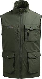 Men's Multi-pocket Casual Quick Dry Vest Photography Fishing Outdoor Vest (size: ARMY GREEN-3XL)