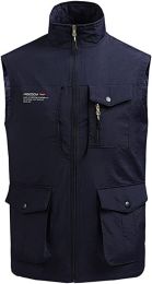 Men's Multi-pocket Casual Quick Dry Vest Photography Fishing Outdoor Vest (size: BLACK-S)