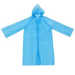 Reusable Rain Poncho; EVA Conjoined Fashionable Transparent Raincoat For Students; Children (Color: Blue)