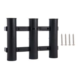 Goture Boat Fishing Rod Holder; 3 Rod Tube Plastic Holder Fishing Tackle Tool (Color: Black)