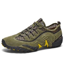 Slip On Upstream Shoes Men Quick Dry Aqua Shoes Breathable Hiking Wading Sneakers Beach Surfing Swimming Water Barefoot Shoes (Color: Army Green)